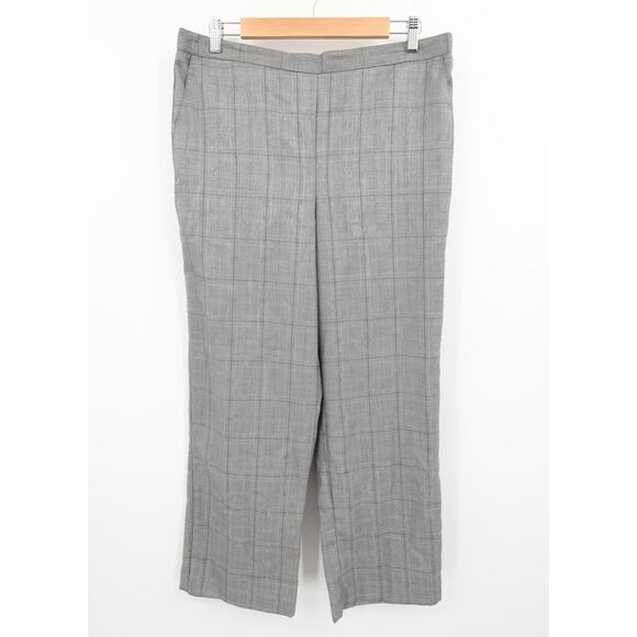 Alfred Dunner Pants Gray Plaid Check Trousers Comfort Waist Classic Fit 14 NWT - Picture 2 of 14